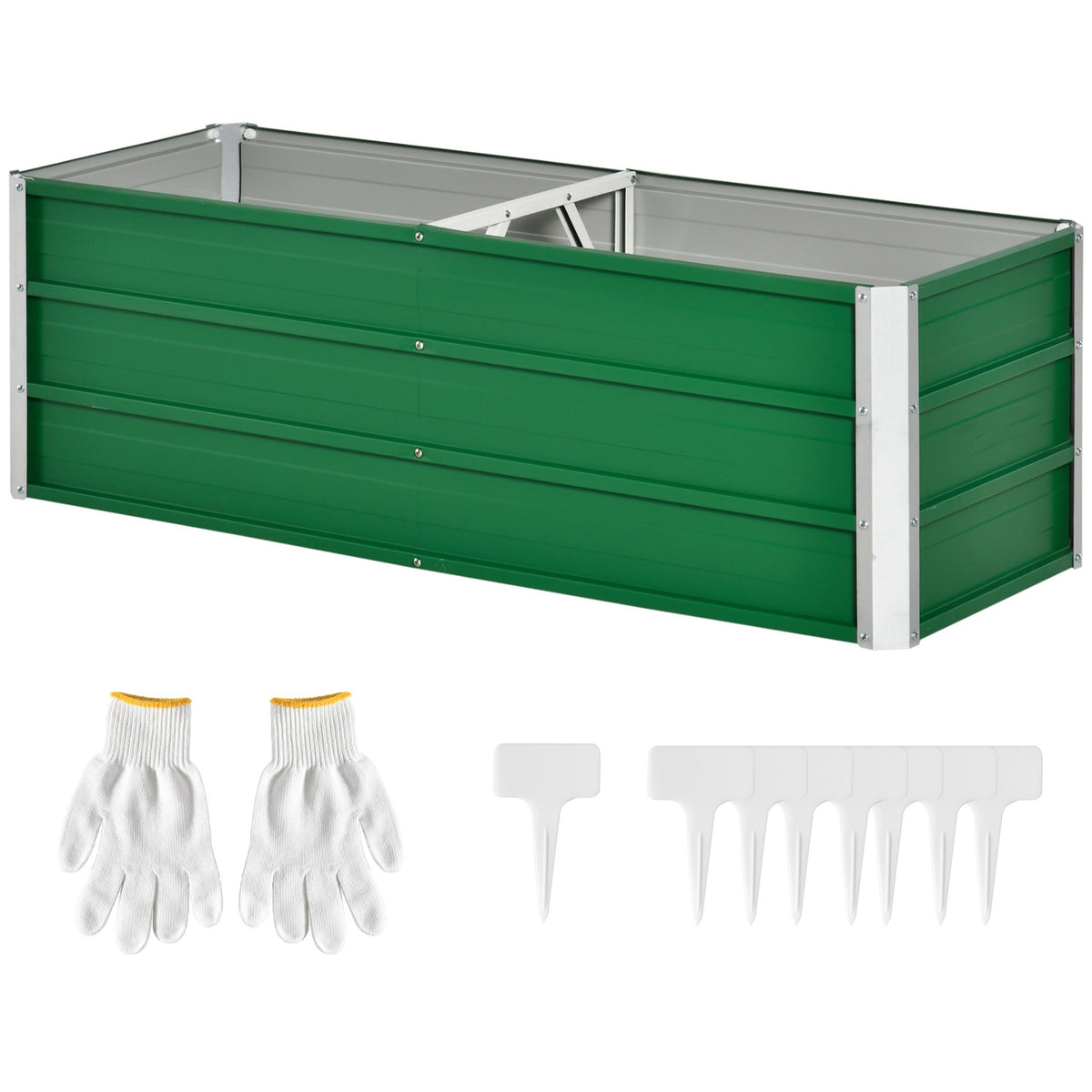 Steel Raised Bed Garden Bed Planter Box With Gloves, Green, 125X47X40Cm