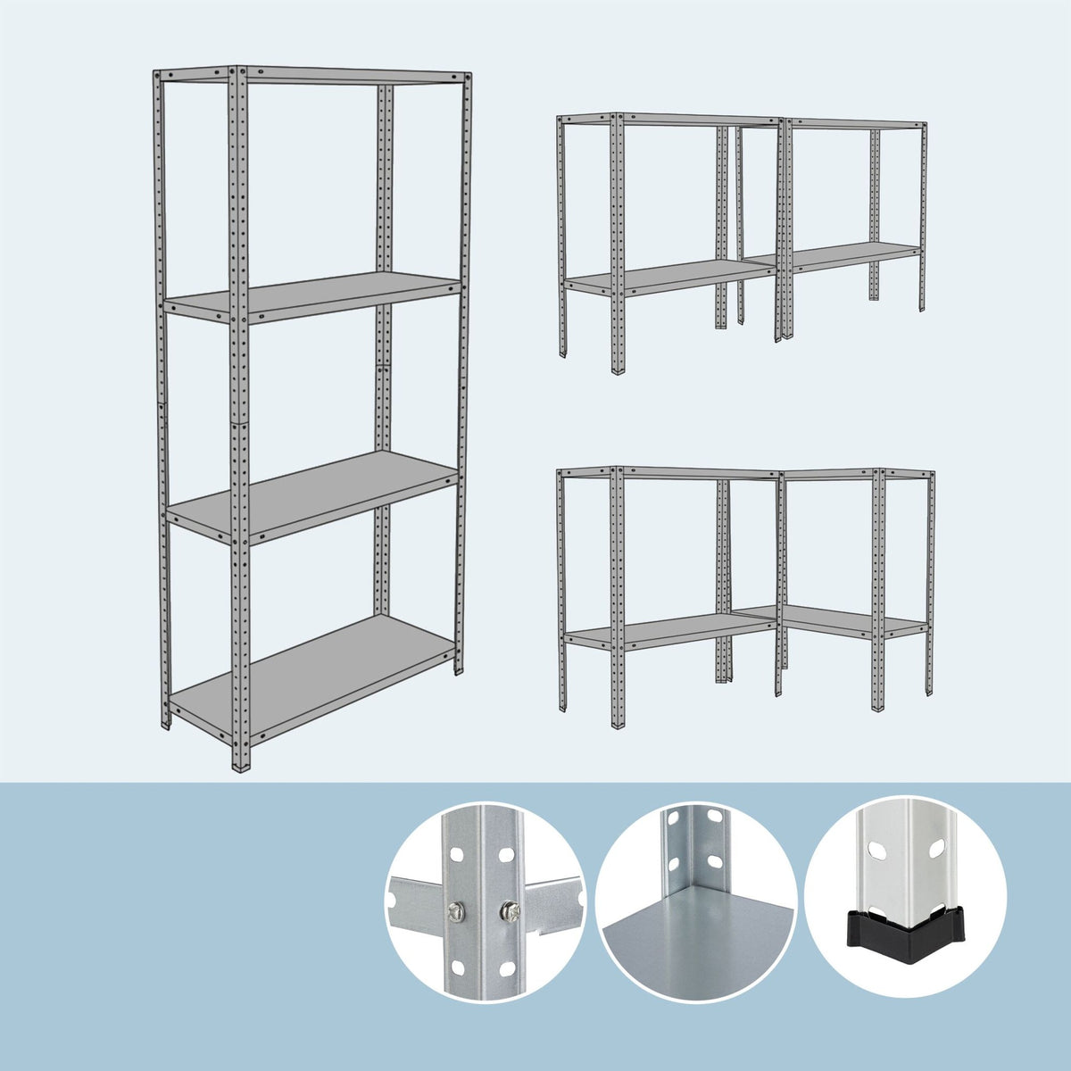 Steel Shelving Unit, 160kg Capacity, Bolt-Together