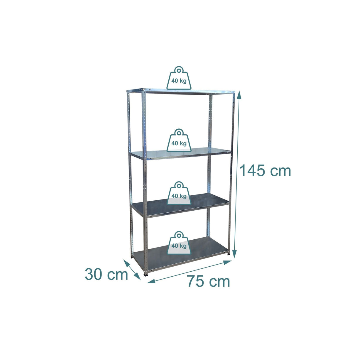 Steel Shelving Unit, 160kg Capacity, Bolt-Together