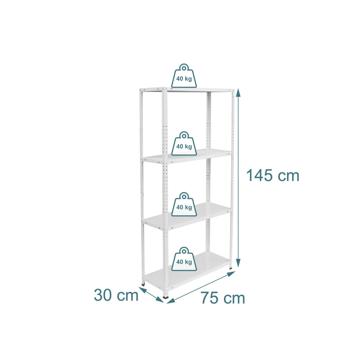 Steel Shelving Unit, 160 kg Capacity, Bolt-Together