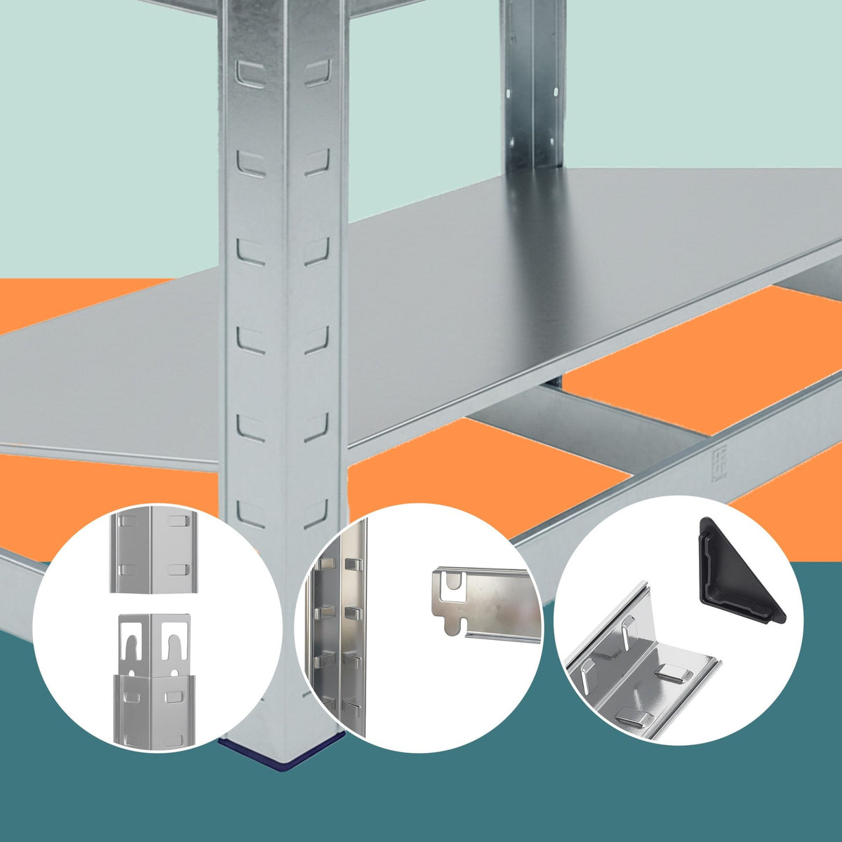 Steel Storage Rack, 160 kg Capacity, Galvanised Shelving