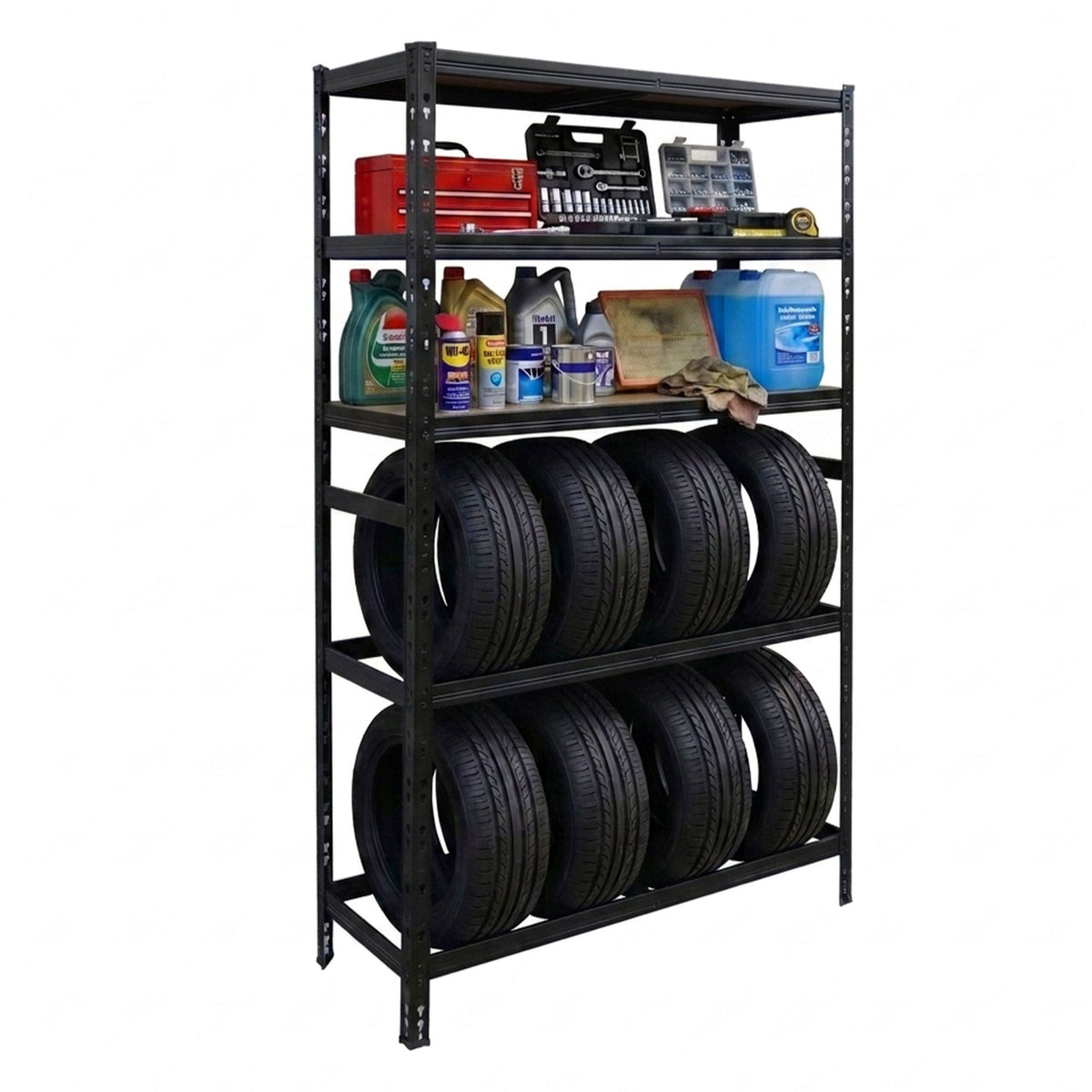 Steel Tire Rack, 3 Shelves – Adjustable Spacing