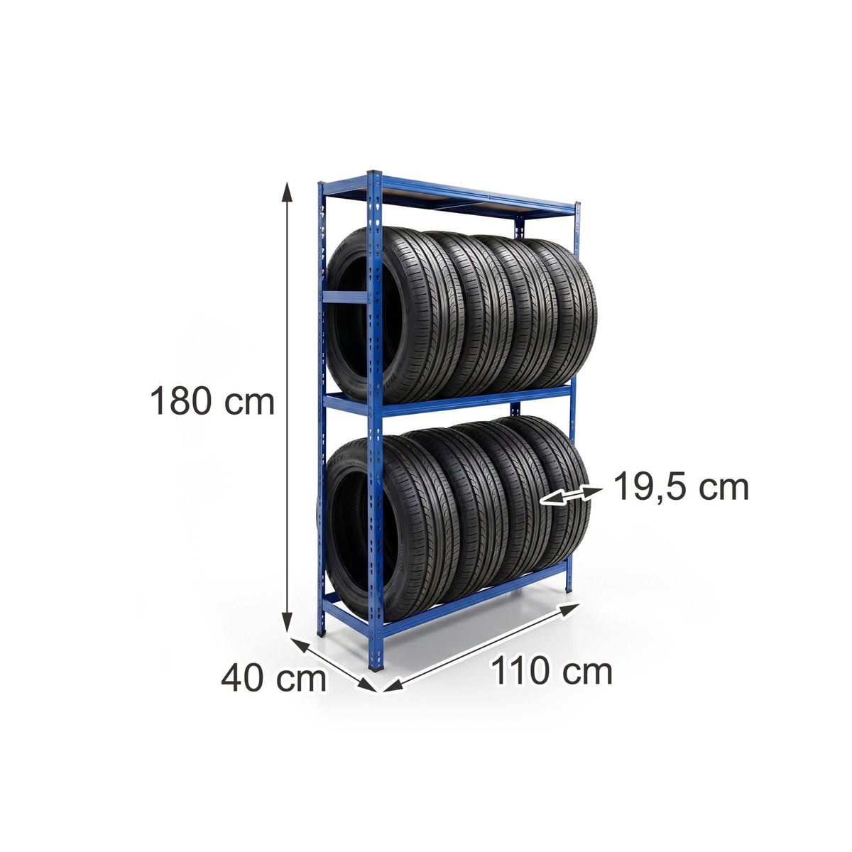 Steel Tire Rack With Adjustable Shelves, Easy Assembly