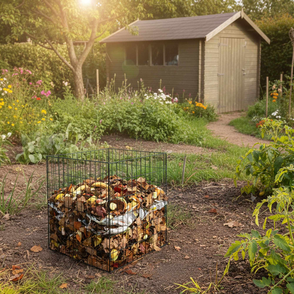 Steel Wire Mesh Garden Composters, 2-Piece Set