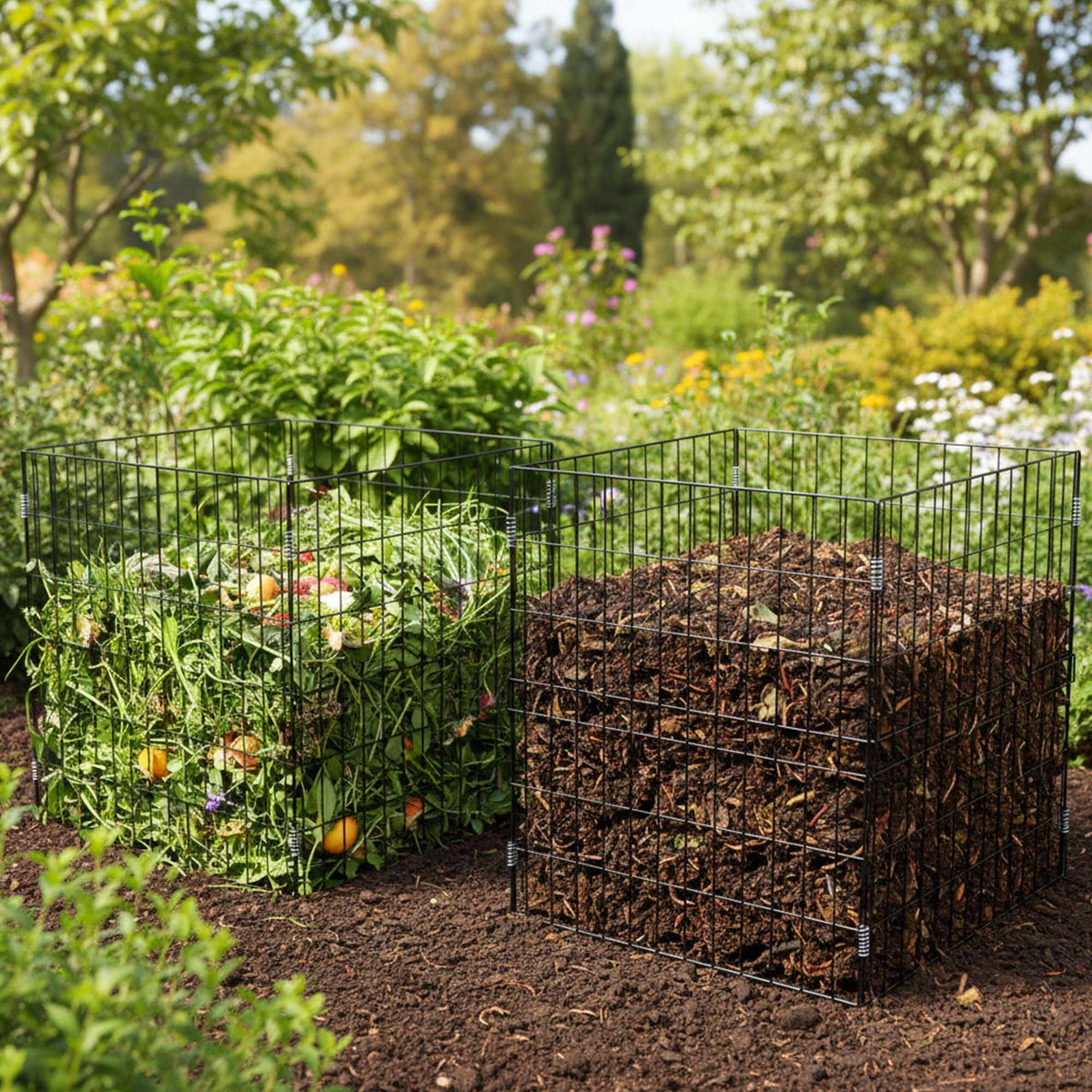 Steel Wire Mesh Garden Composters, Set of 2