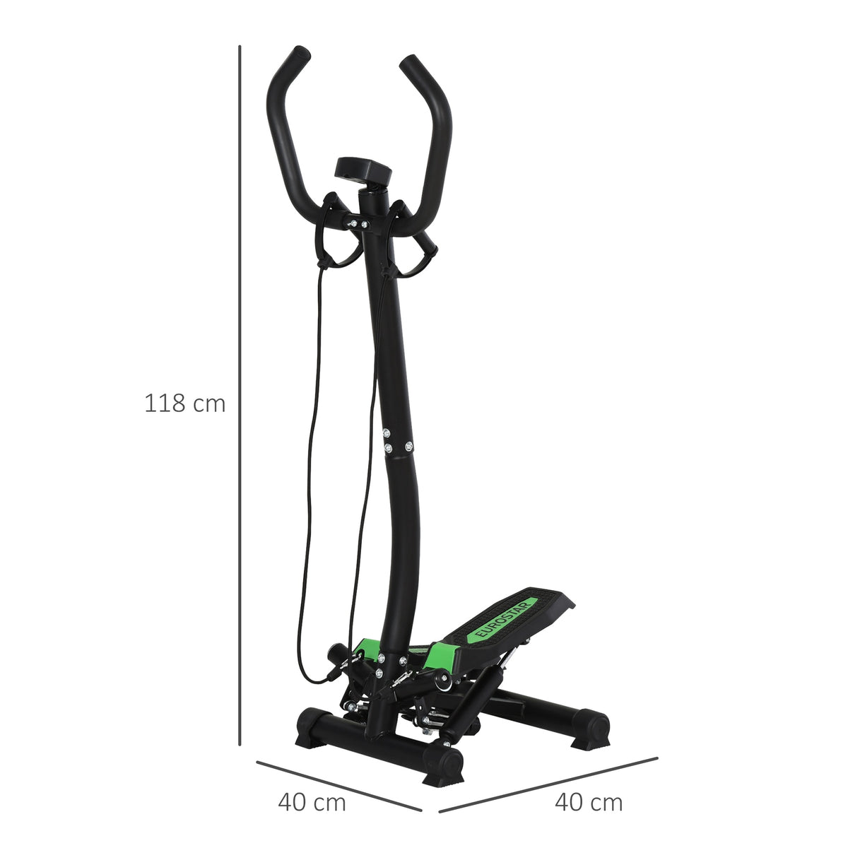 Stepper with handle, resistance bands, LCD display, steel