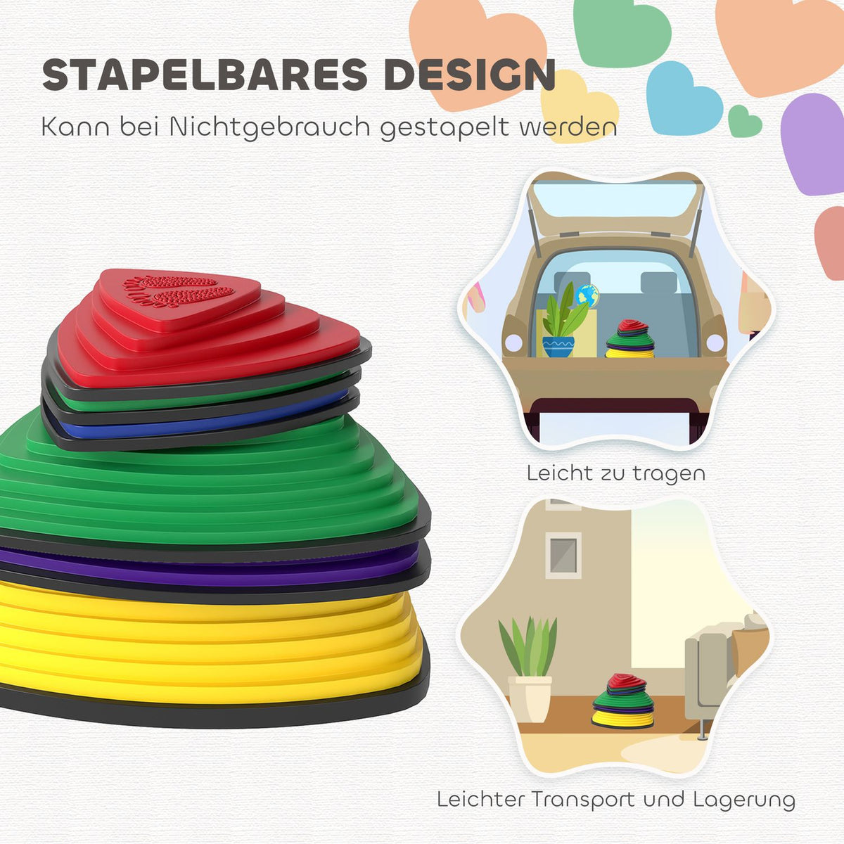 Stepping Stones Set, Non-Slip, Indoor/Outdoor, Stackable