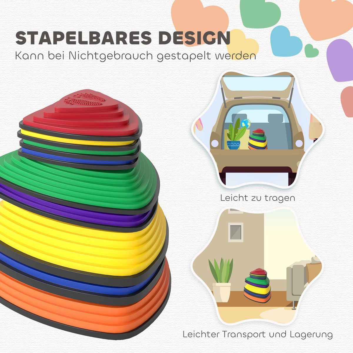 Stepping Stones Set, Non-Slip, Indoor/Outdoor, Stackable