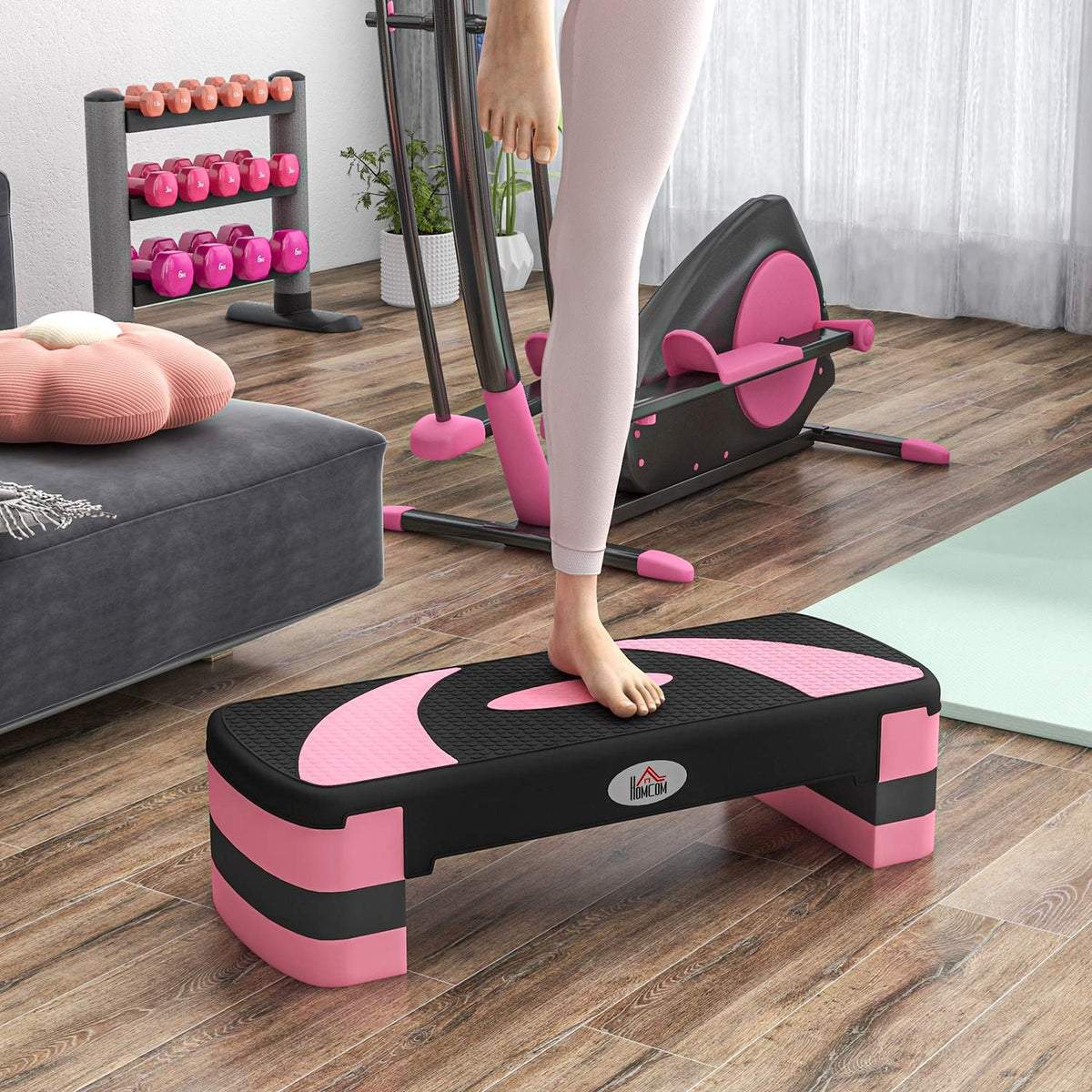 Stepping board, load capacity 150 kg, aerobic stepper, height adjustable, with 3 levels (10/15/20 cm) fitness exercise bike