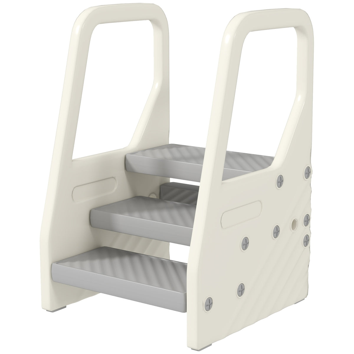 Step stool with 3 steps, children's bathroom stool height adjustable, toilet stool with anti-slip, bathroom stool for children 2-5 years, load capacity up to 30 kg, for bathroom, kitchen, children's room, gray