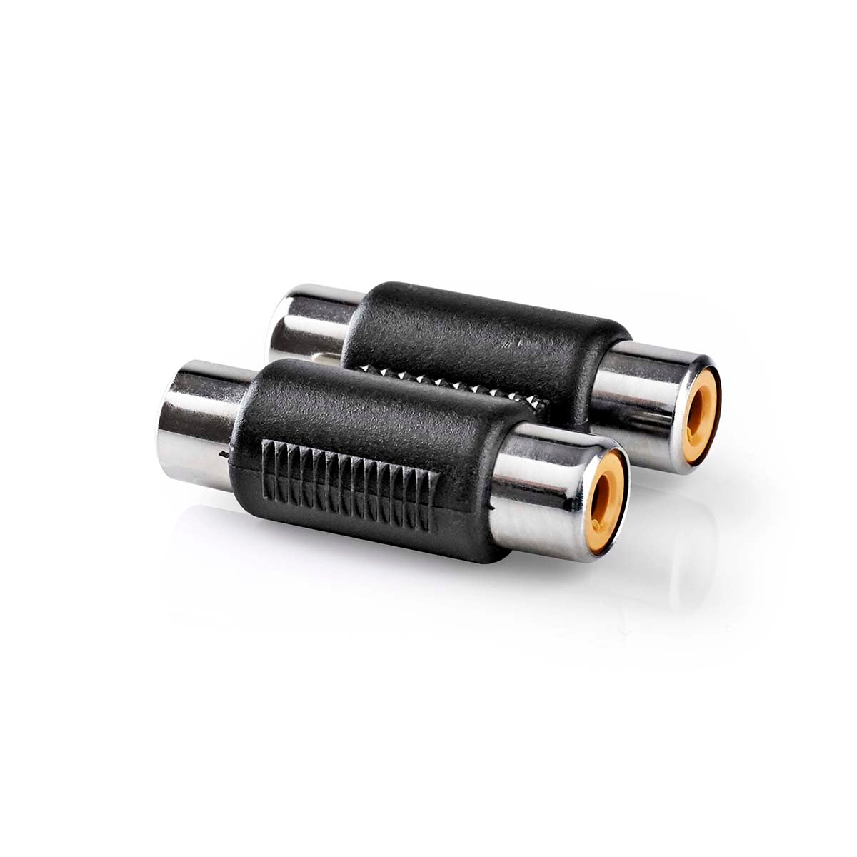 Stereo Audio Adapter | 2x RCA Female | 2x RCA Female | Nickel plated | Straight | ABS | Black | 1 pc. | Box