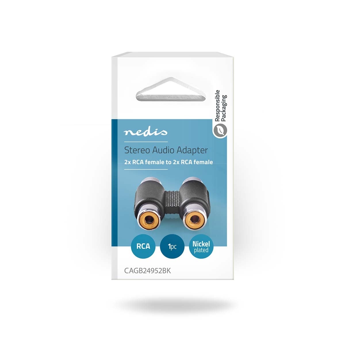 Stereo Audio Adapter | 2x RCA Female | 2x RCA Female | Nickel plated | Straight | ABS | Black | 1 pc. | Box