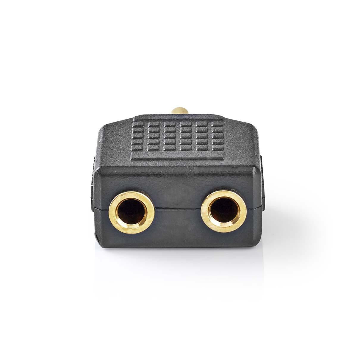 Stereo Audio Adapter | 3.5 mm Male | 2x 3.5 mm, Female | Gold Plated | Straight | ABS | Black | 10 pieces. | Plastic bag
