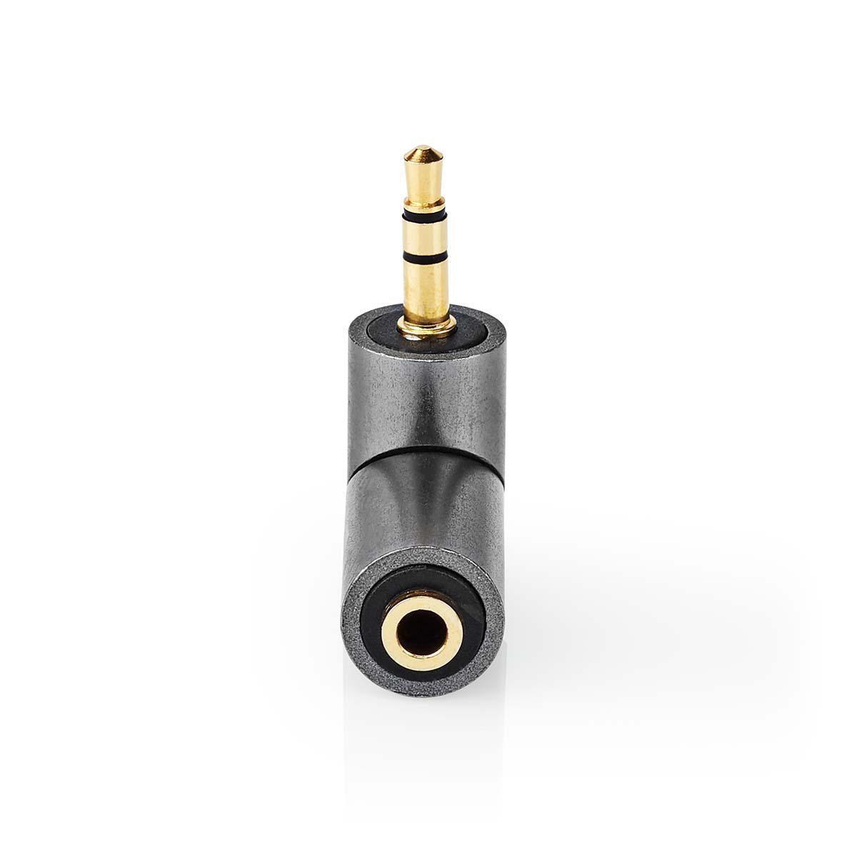 Stereo Audio Adapter | 3.5 mm Male | 3.5 mm Female | Gold Plated | Straight | Metal | Gray With Metal / Gold | 1 pc. | Carton with covered window