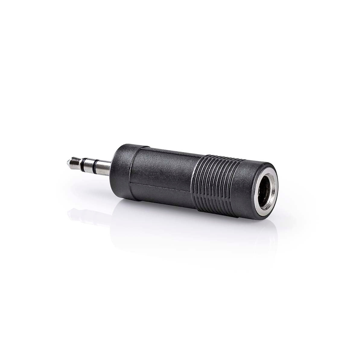 Stereo Audio Adapter | 3.5 mm Male | 6.35 mm Female | Nickel plated | Straight | ABS | Black | 1 pc. | Box