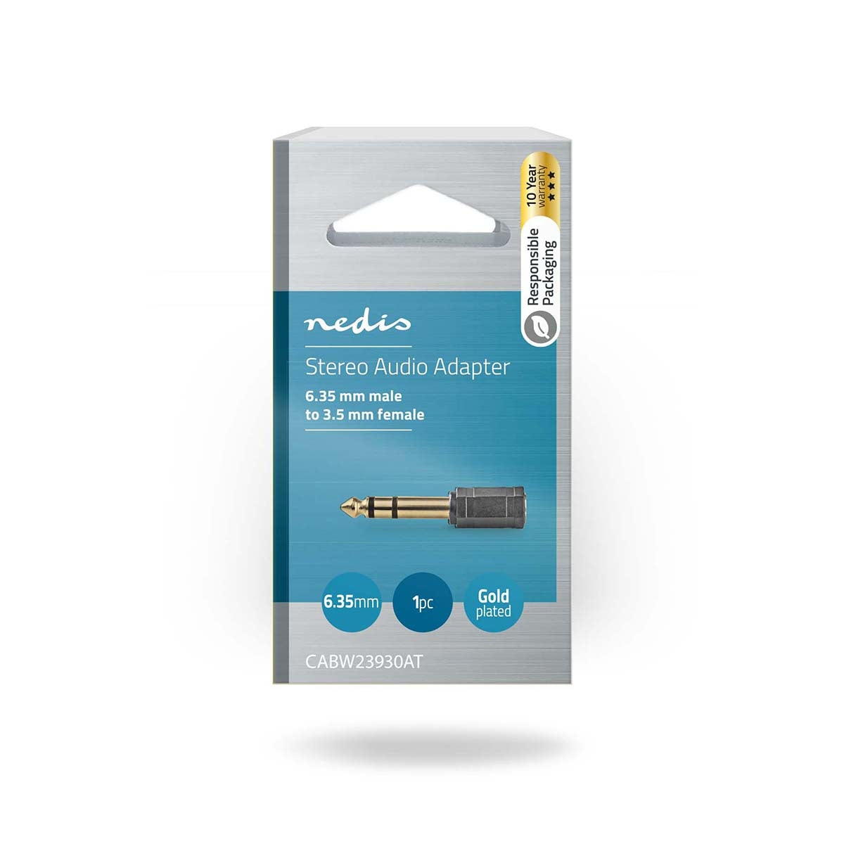 Stereo Audio Adapter | 6.35 mm Male | 3.5 mm Female | Gold Plated | Straight | ABS | Anthracite | 1 pc. | Box