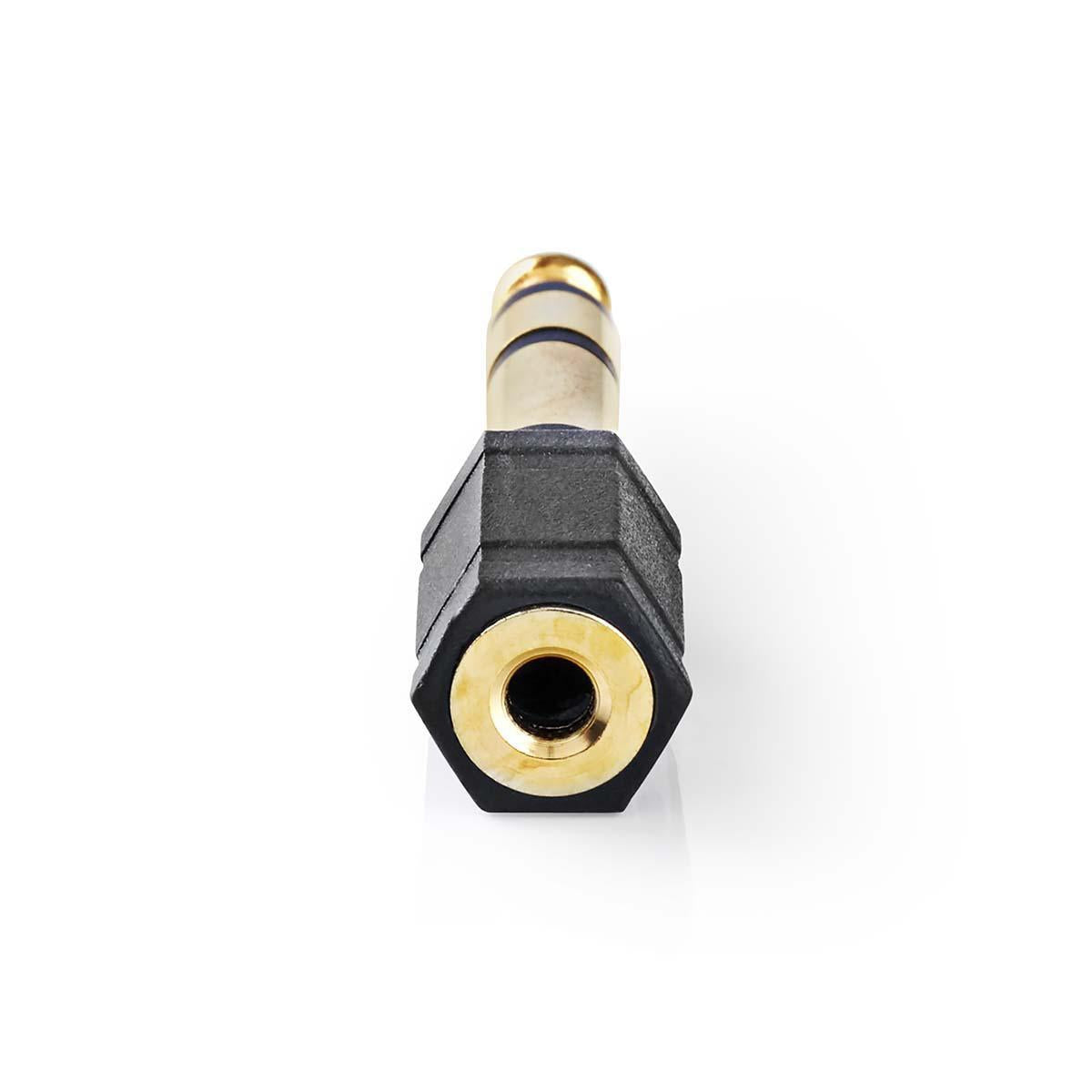 Stereo Audio Adapter | 6.35 mm Male | 3.5 mm Female | Gold Plated | Straight | ABS | Black | 10 pieces. | Plastic bag