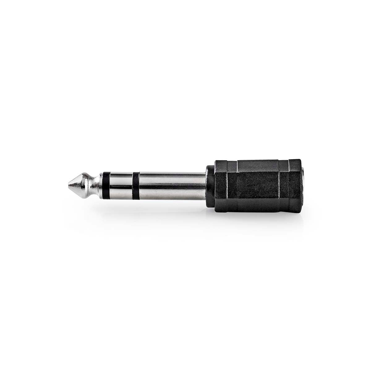 Stereo Audio Adapter | 6.35 mm Male | 3.5 mm Female | Nickel plated | Straight | ABS | Black | 1 pc. | Box