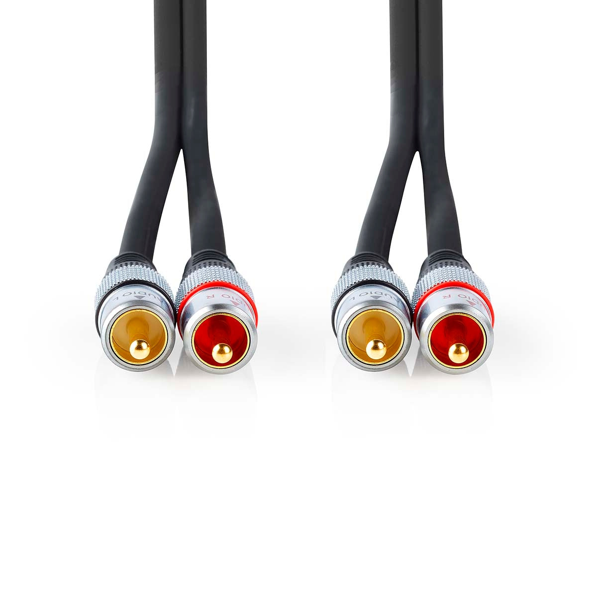Stereo Audio Cable | 2x RCA Male | 2x RCA Male | Gold Plated | 1.50 m | Round | Anthracite | Box