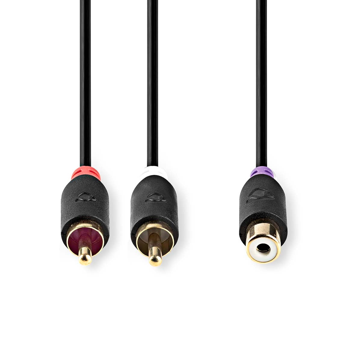 Stereo Audio Cable | 2x RCA Male | RCA Female | Gold Plated | 0.20 m | Round | Anthracite | Box