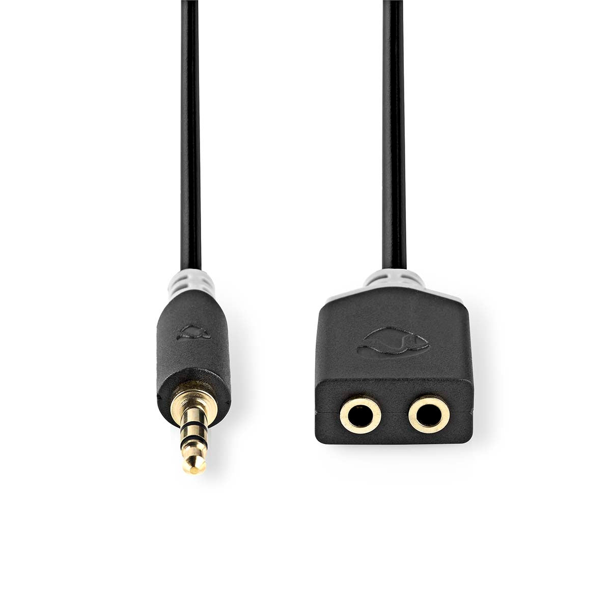 Stereo Audio Cable | 3.5 mm Male | 2x 3.5 mm, Female | Gold Plated | 0.20 m | Round | Anthracite | Box