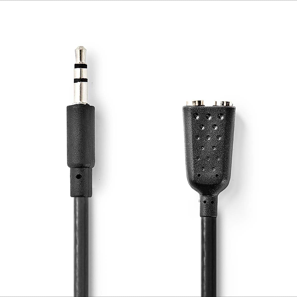 Stereo Audio Cable | 3.5 mm Male | 2x 3.5 mm, Female | Nickel Plated | 0.20 m | Round | Black | Envelope