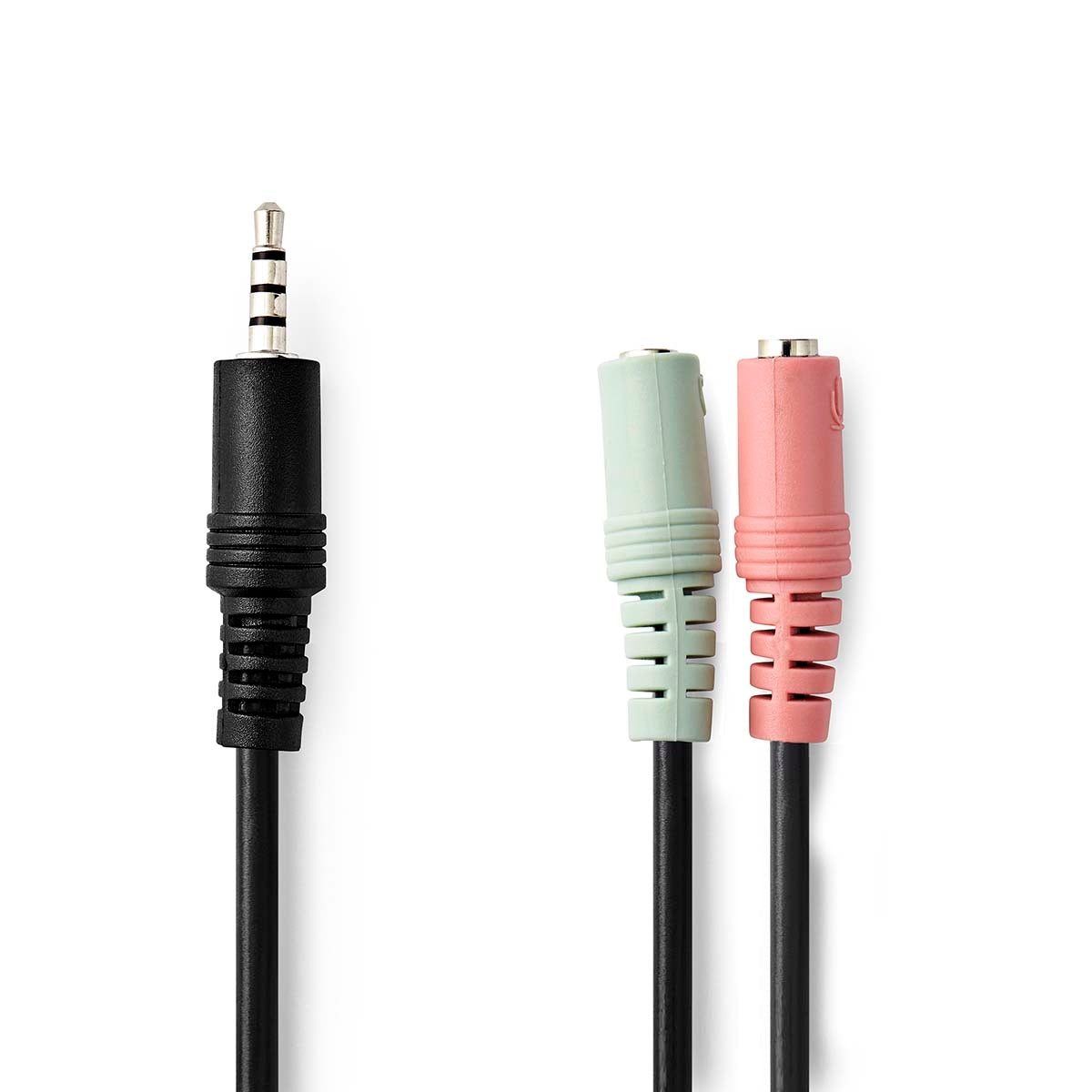 Stereo Audio Cable | 3.5 mm Male | 2x 3.5 mm, Female | Nickel Plated | 0.20 m | Round | Plastic bag