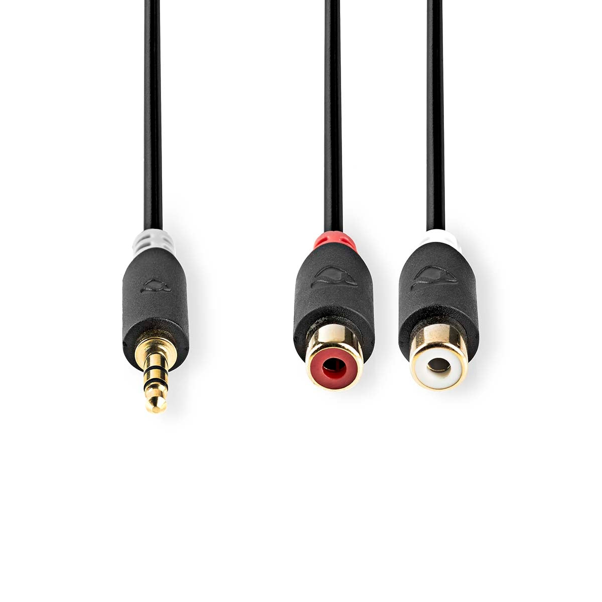 Stereo Audio Cable | 3.5 mm Male | 2x RCA Female | Gold Plated | 0.20 m | Round | Anthracite | Box