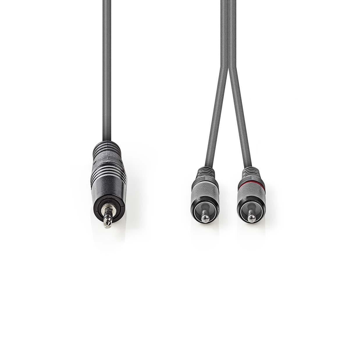 Stereo Audio Cable | 3.5 mm Male | 2x RCA Male | Nickel plated | 1.50 m | Round | Dark gray | Cardboard sleeve