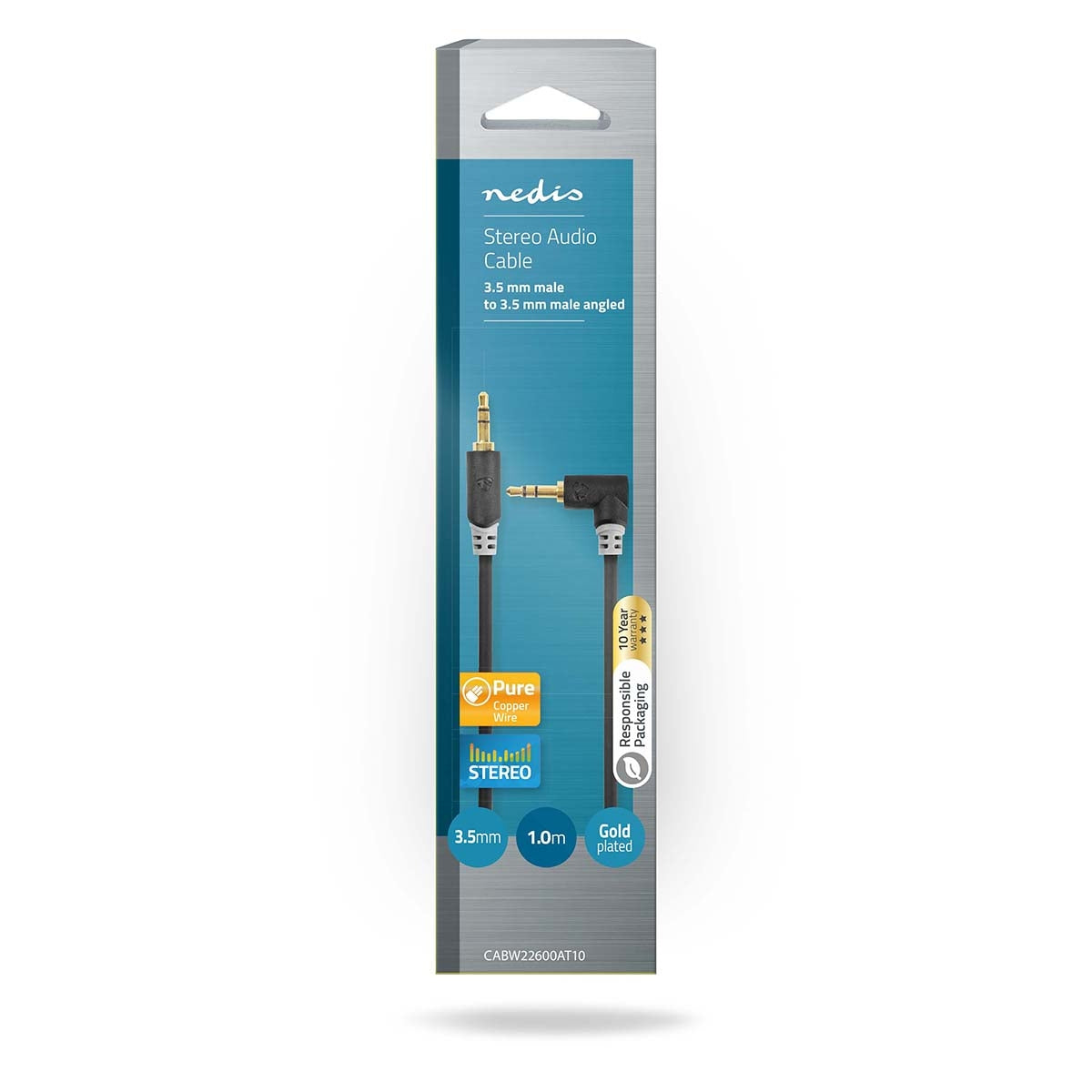 Stereo Audio Cable | 3.5 mm Male | 3.5 mm Male | Gold Plated | 1.00 m | Round | Anthracite | Box