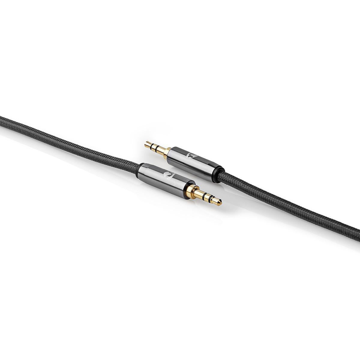 Stereo Audio Cable | 3.5 mm Male | 3.5 mm Male | Gold Plated | 1.00 m | Round | Anthracite / Gray With Metal | Carton with covered window