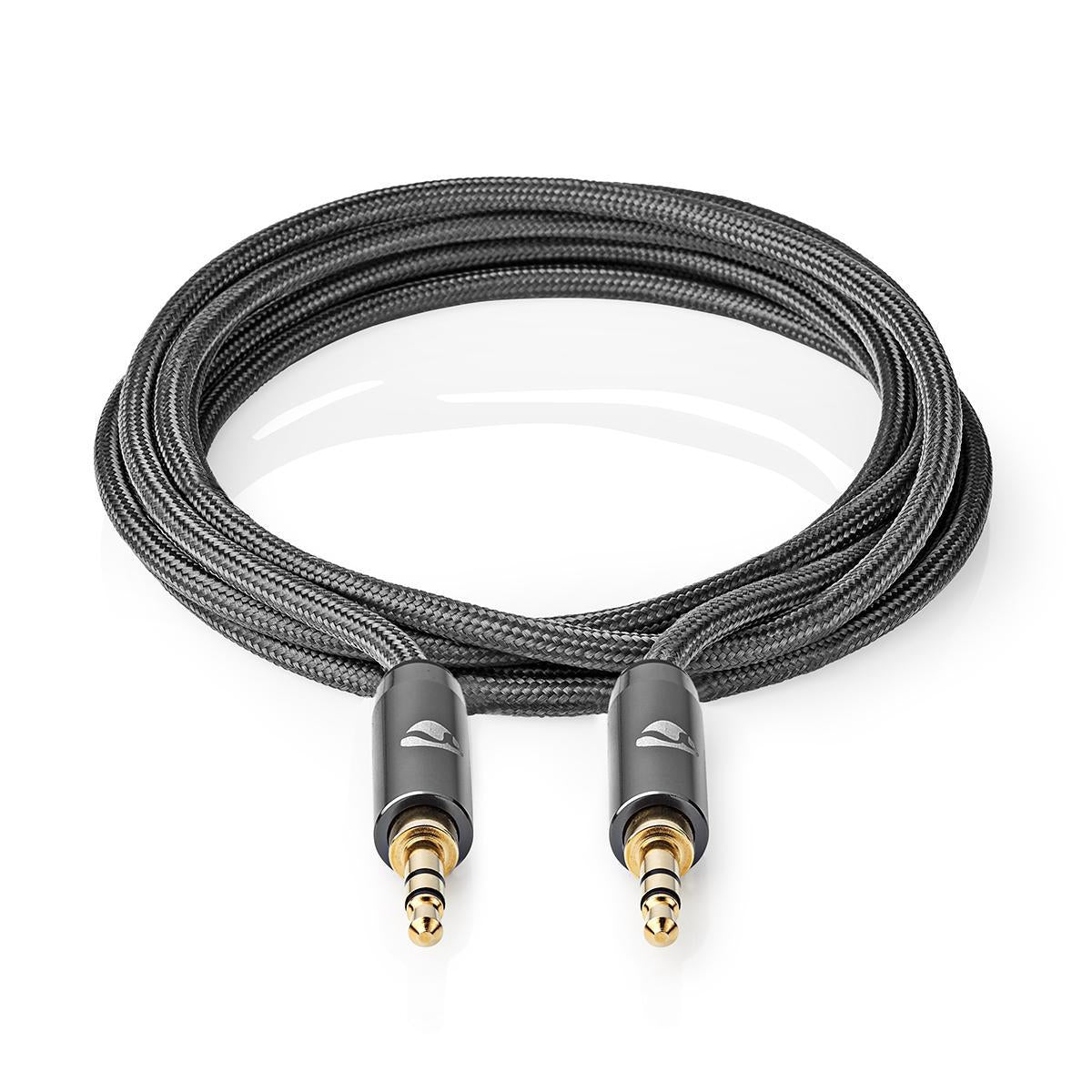 Stereo Audio Cable | 3.5 mm Male | 3.5 mm Male | Gold Plated | 1.00 m | Round | Anthracite / Gray With Metal | Carton with covered window