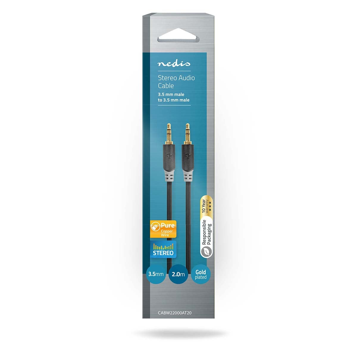 Stereo Audio Cable | 3.5 mm Male | 3.5 mm Male | Gold Plated | 2.00 m | Round | Anthracite | Box
