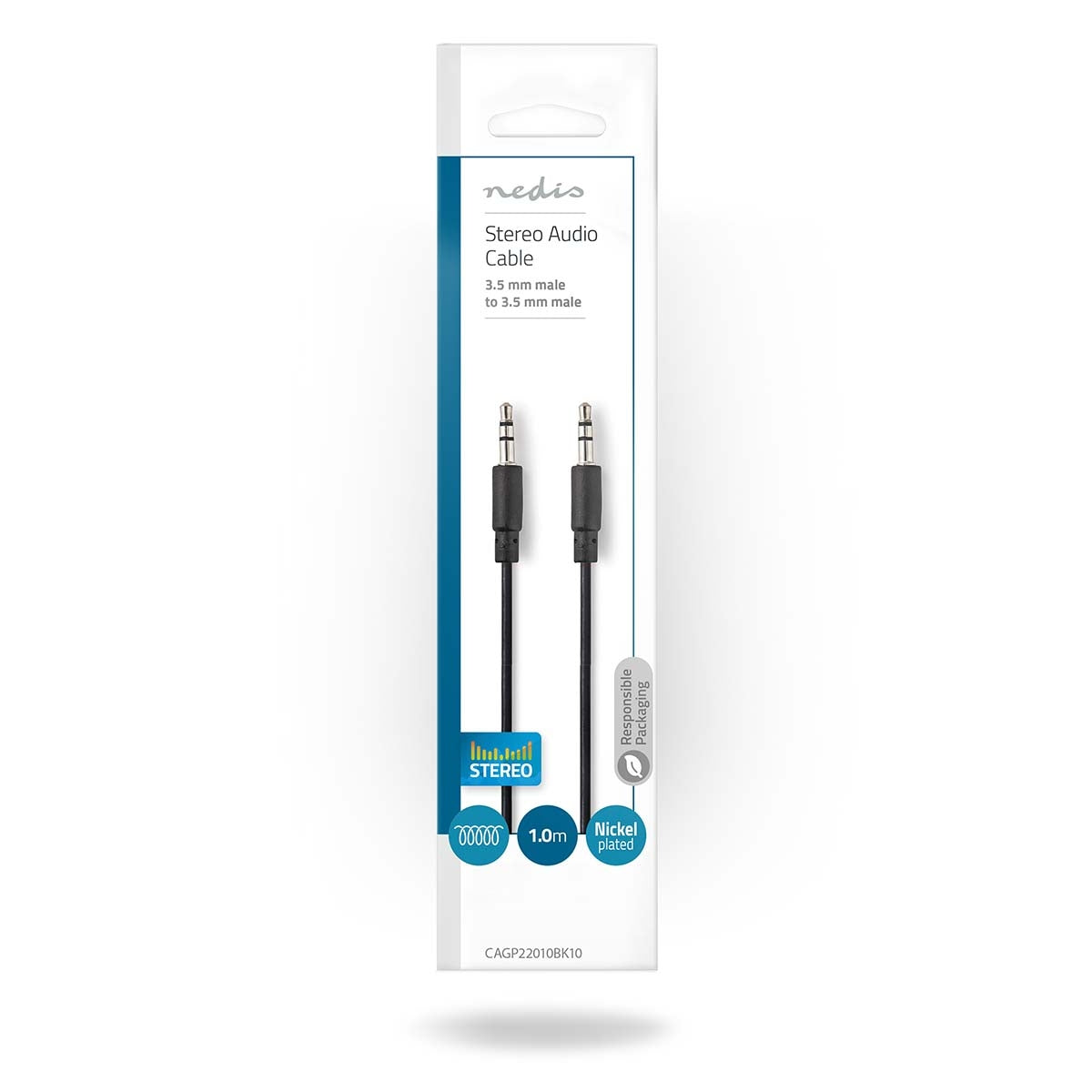 Stereo Audio Cable | 3.5 mm Male | 3.5 mm Male | Nickel Plated | 1.00 m | Wrapped | Black | Envelope