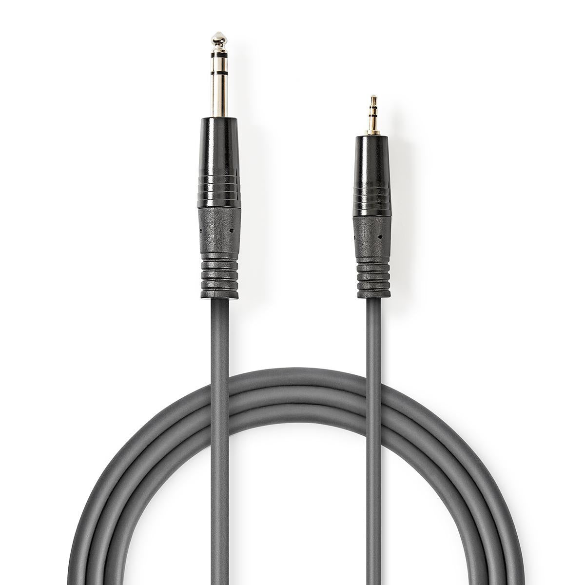 Stereo Audio Cable | 6.35 mm Male | 3.5 mm Male | Nickel plated | 1.50 m | Round | Dark gray | Cardboard sleeve