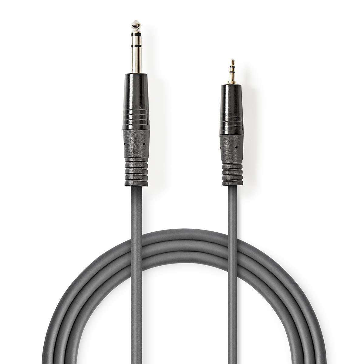 Stereo Audio Cable | 6.35 mm Male | 3.5 mm Male | Nickel plated | 3.00 m | Round | Dark gray | Cardboard sleeve