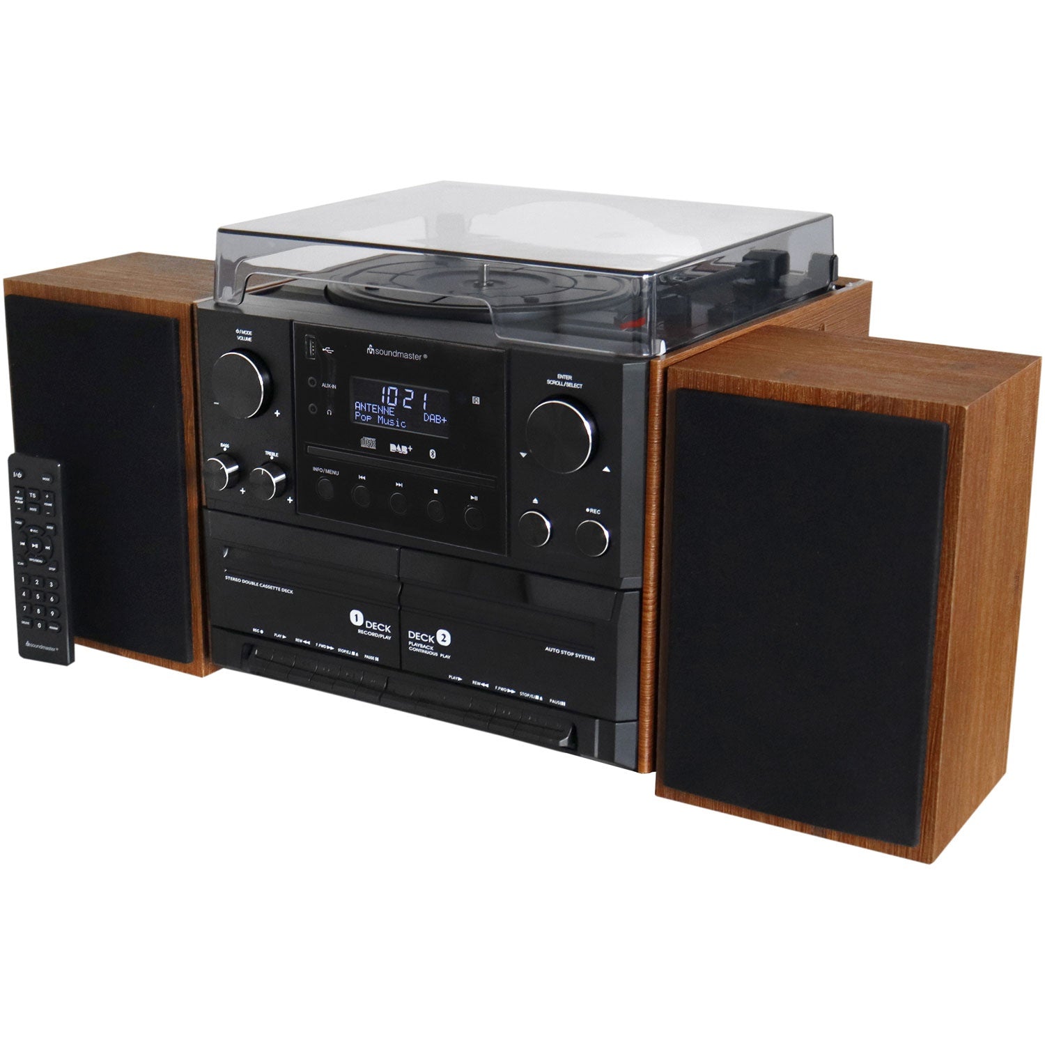 Stereo music center MCD5600 with DAB+/FM radio, CD/MP3, turntable, double cassette, USB, Bluetooth