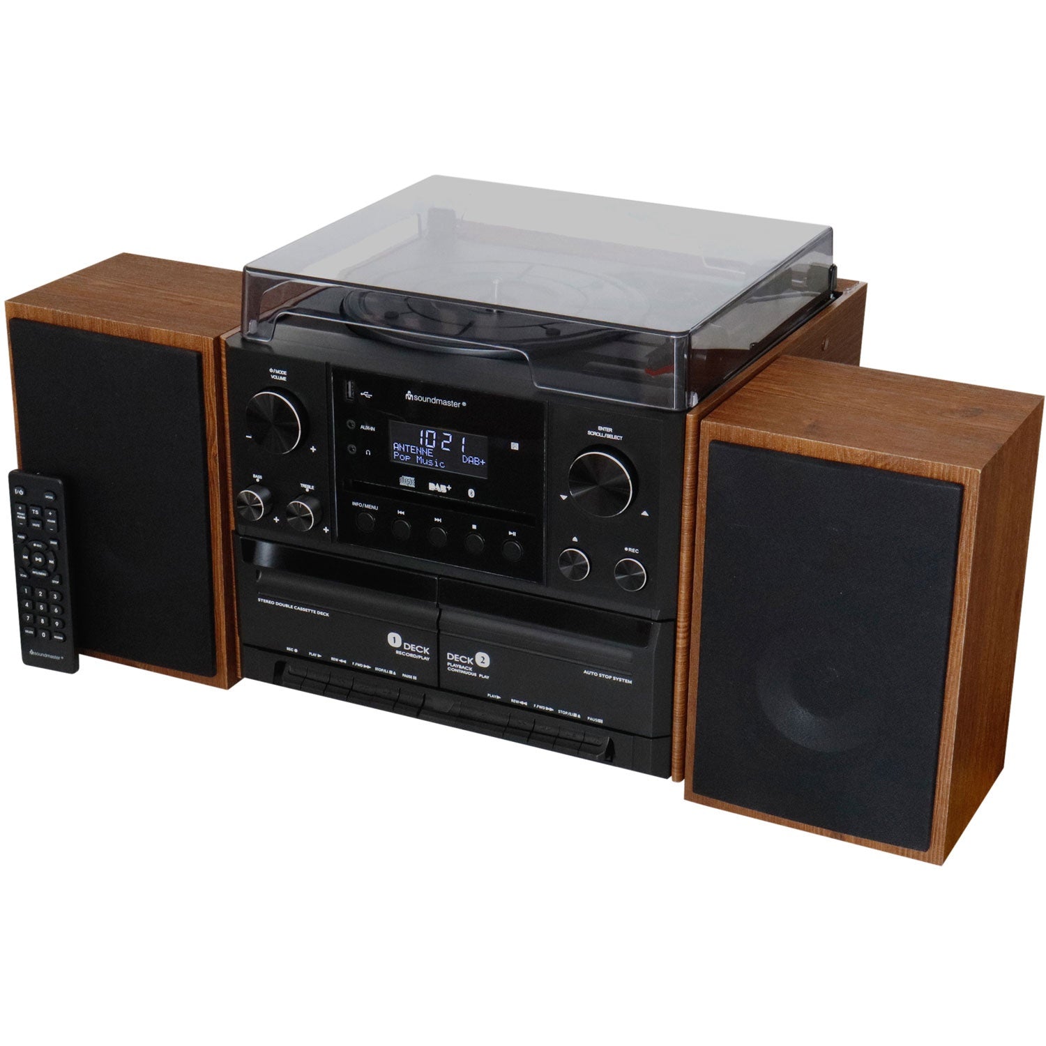 Stereo music center MCD5600 with DAB+/FM radio, CD/MP3, turntable, double cassette, USB, Bluetooth