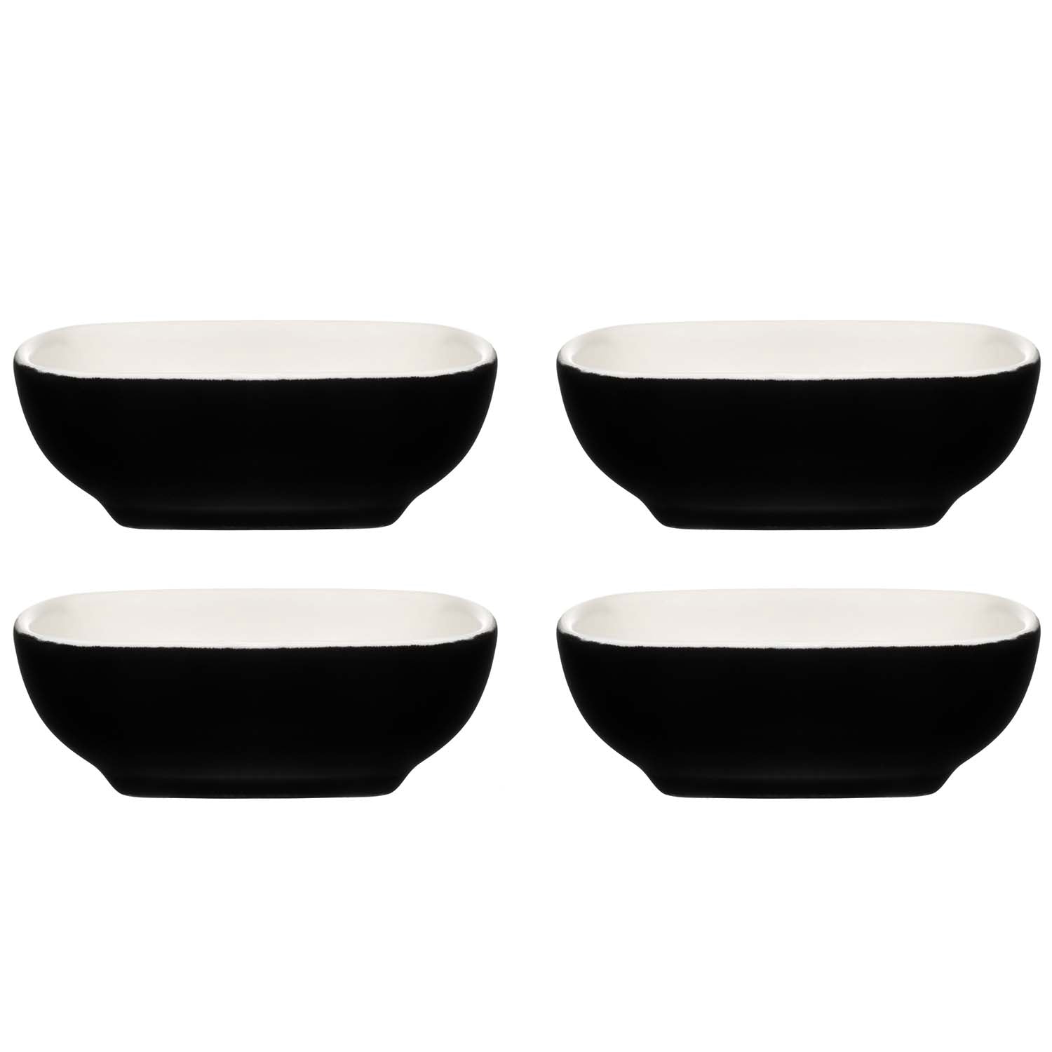 Stoneware Dip Bowls, Black/White, Set of 4, Oven Safe
