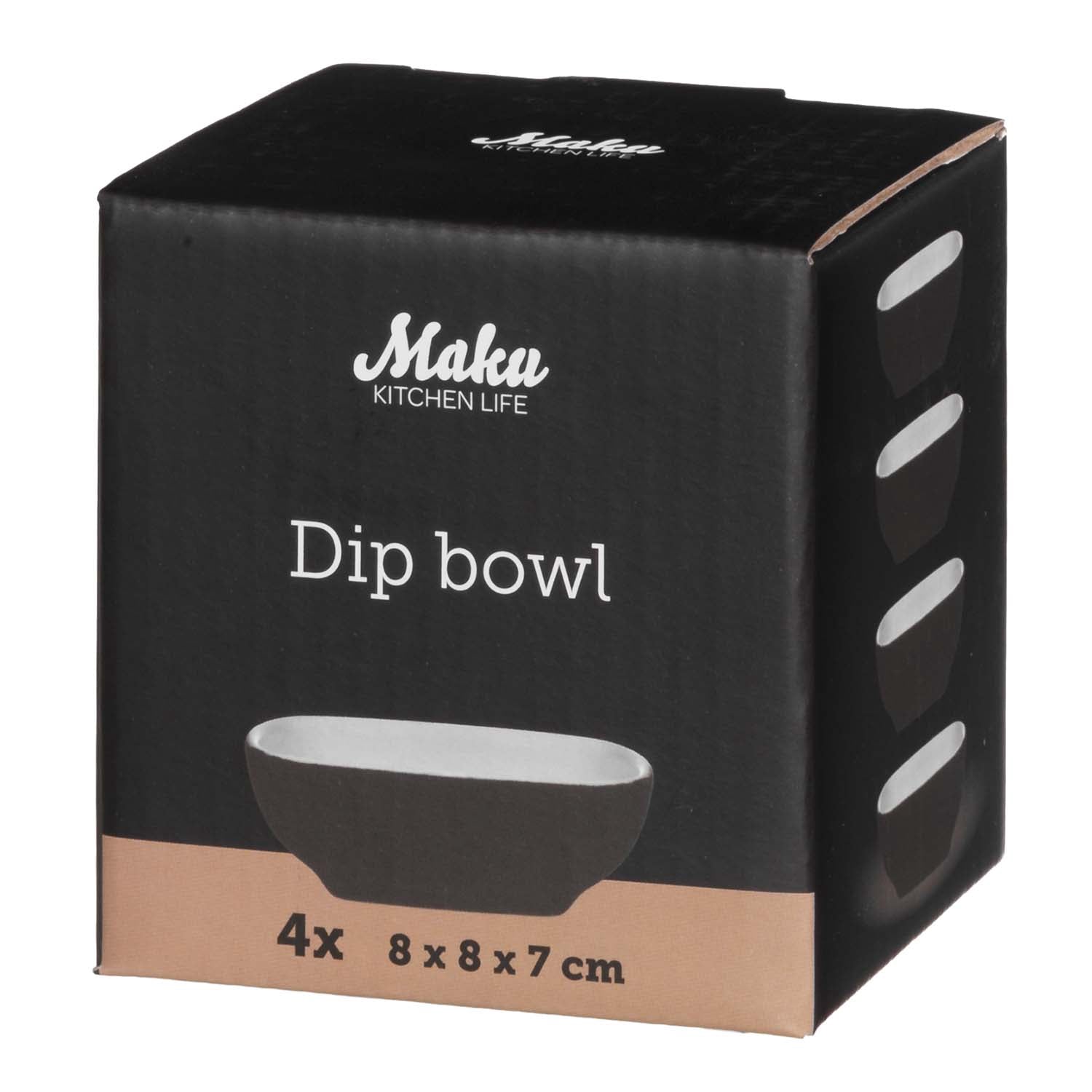 Stoneware Dip Bowls, Black/White, Set of 4, Oven Safe
