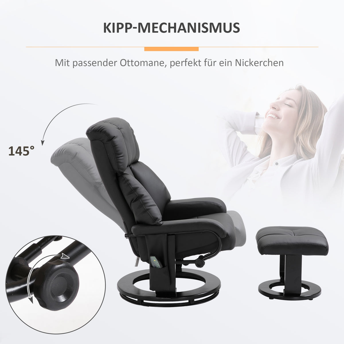 Stool, Massage, Black, 76X80X102Cm