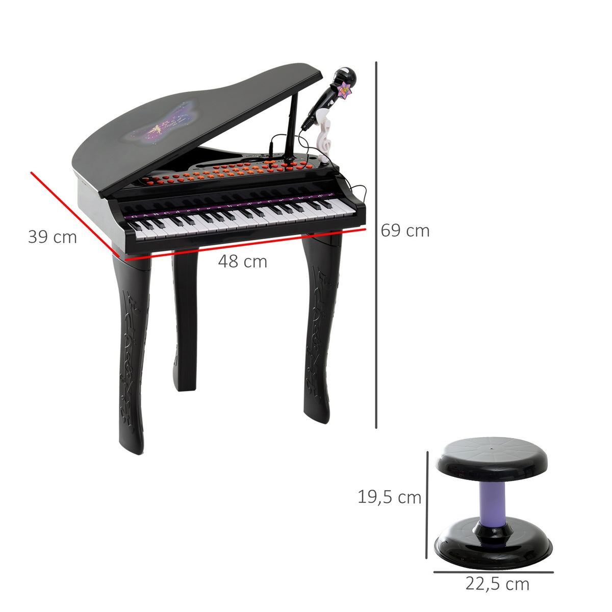 Stool, Musical Instrument For Children, Black
