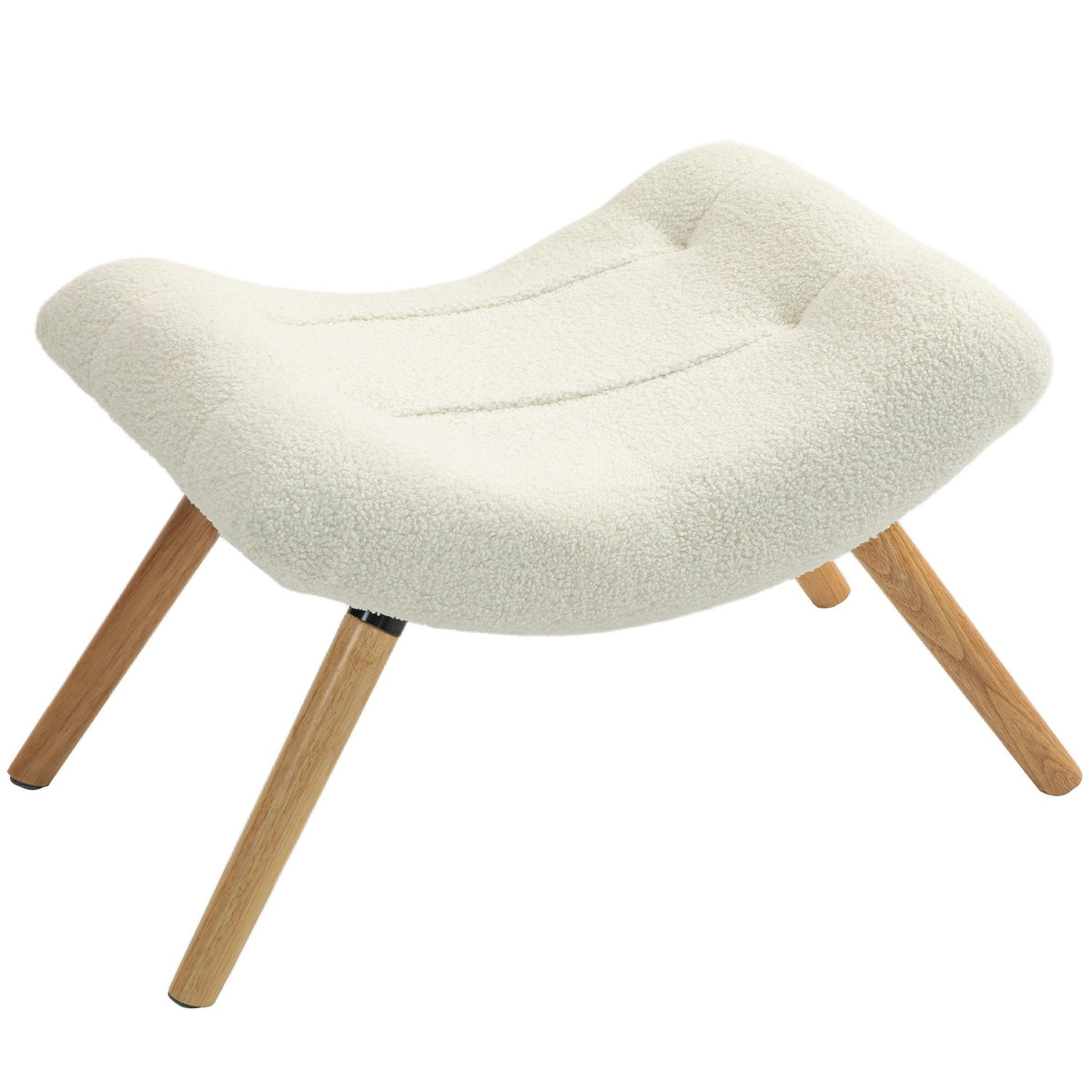 Stool, footstool with Berber fleece fabric, upholstered stool with a load capacity of up to 120 kg, for living room, bedroom, 60.5 x 45 x 38 cm, cream white