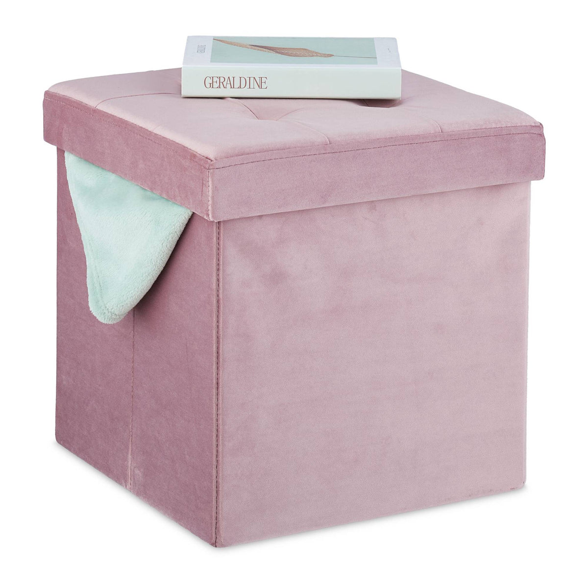 Stool in pink velvet