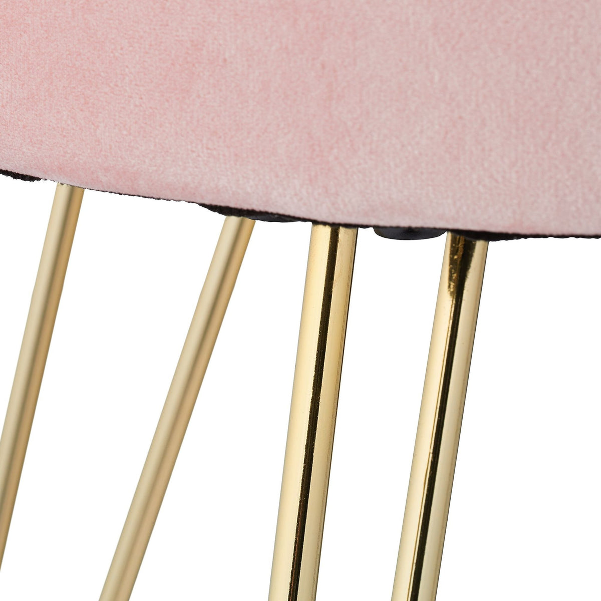 Stool in velvet with pink metal legs