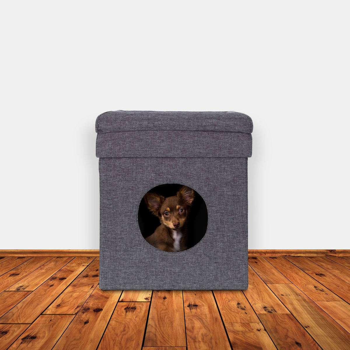 Stool with cat hole in grey