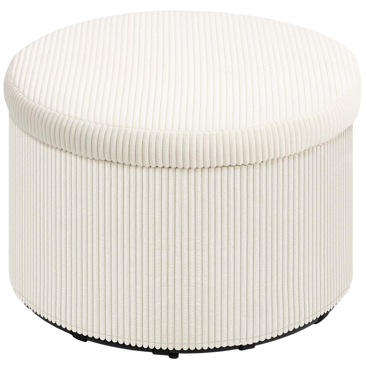 Stool with storage space stool with lid, round ottoman footstool with cord look for living room, bedroom 60 x 60 x 41 cm beige