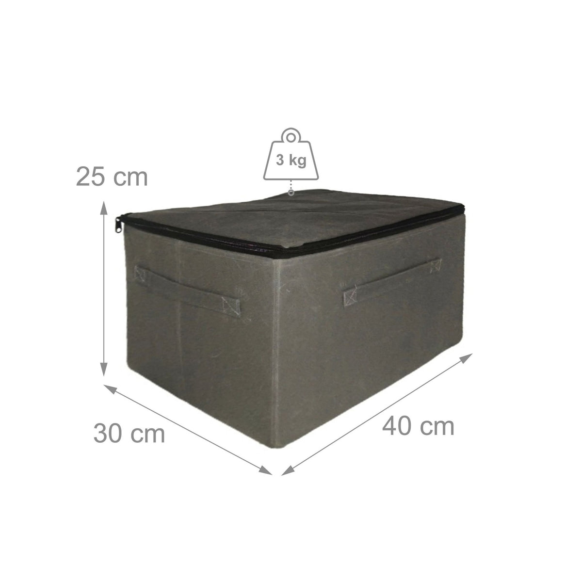 Storage Bags Set of 3 – Fabric, Zip Closure, Handles