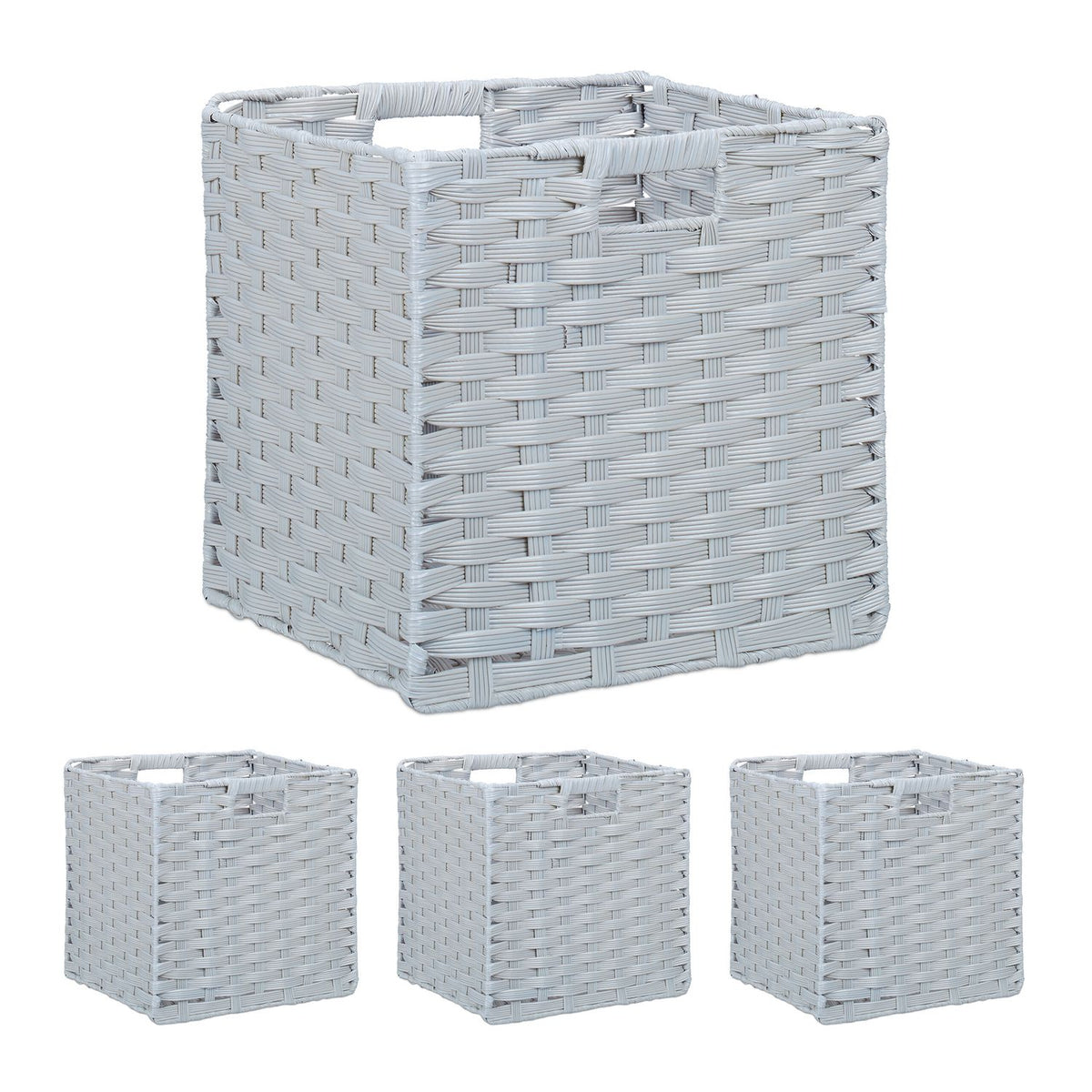 Storage Baskets Set of 4 – Durable Plastic Organisers