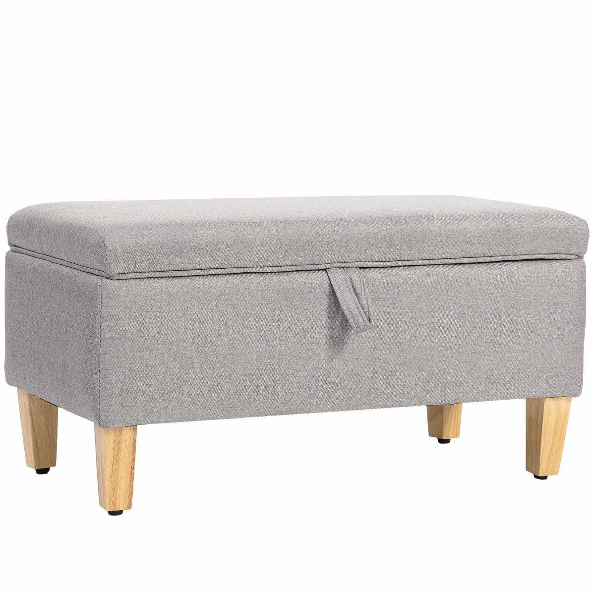 Storage Bench Ottoman, Linen-Look, Light Gray 71cm